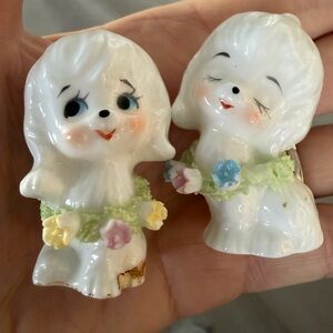 VINTAGE NAPCO FR TAIWAN ADORABLE collectable set of poodle puppies / porcelain